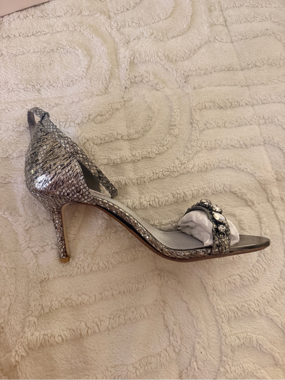 Glint Silver Crystal-Accent Open-Toe Stiletto